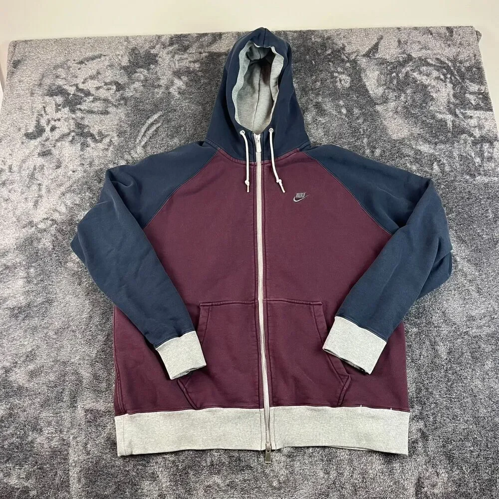 Nike AW77 Stadium Hoodie Full Zip Jacket Colorblock Men's XL Swoosh